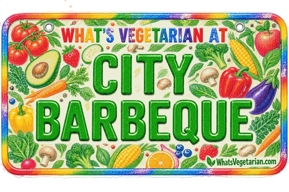 City Barbeque license plate graphic, What's Vegetarian at City Barbeque