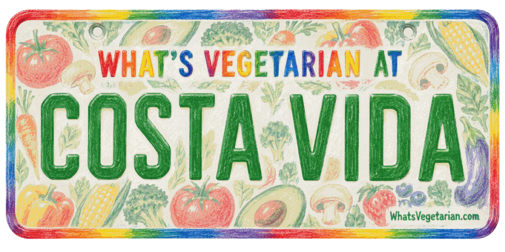 What's Vegetarian at Costa Vida license plate graphic