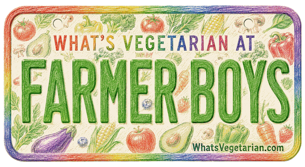 What's Vegetarian at Farmer Boys license plate graphic