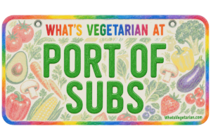 Port of Subs vegetarian options license plate graphic
