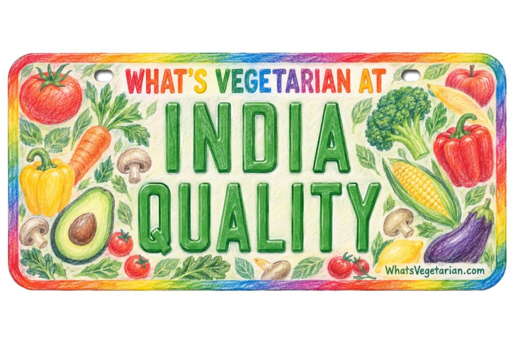 What's Vegetarian at India Quality? license plate featured image