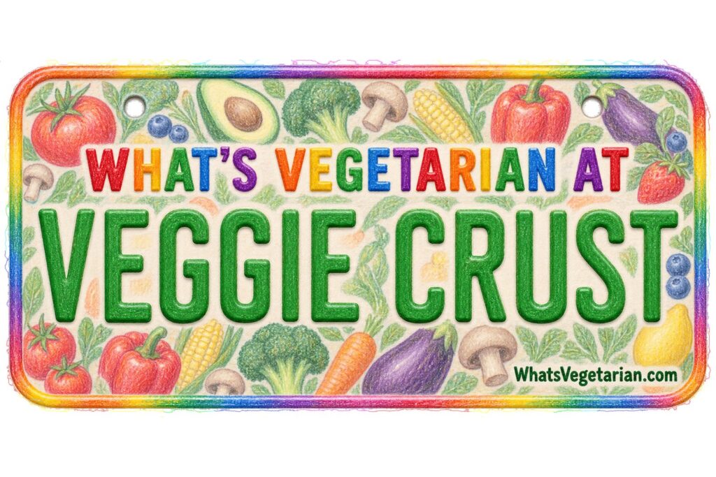 What's Vegetarian at Veggie Crust? license plate featured image