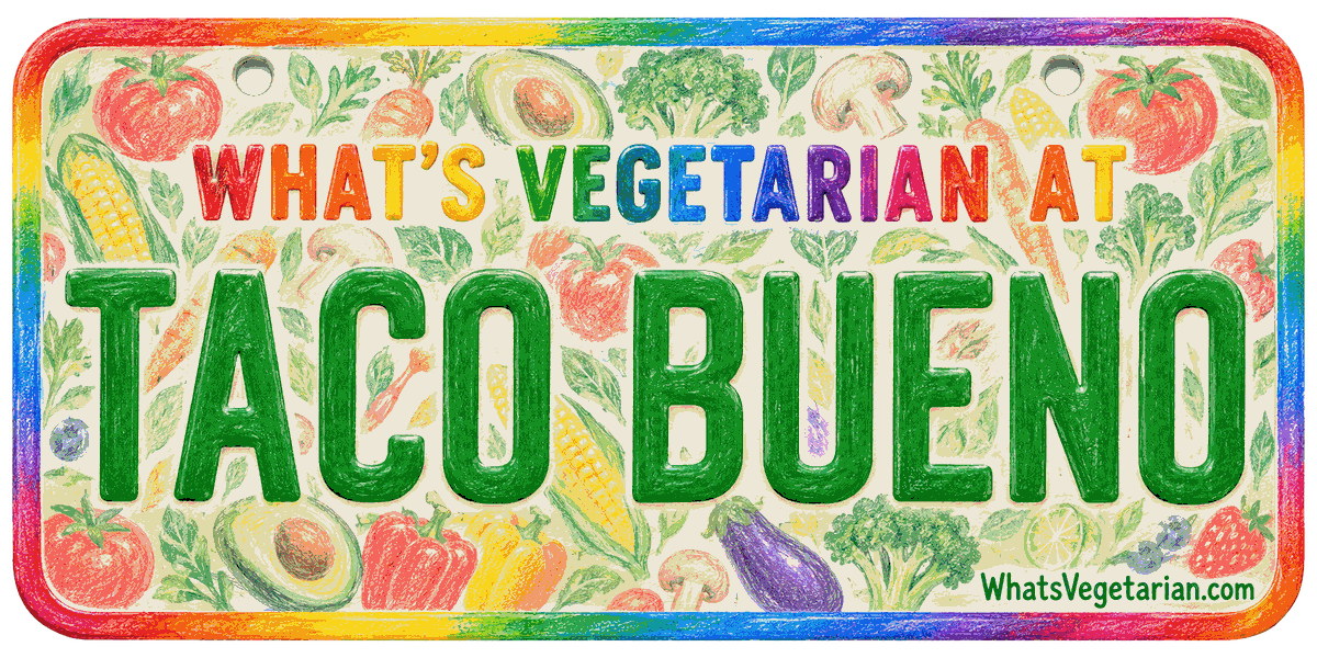 Taco Bueno vegetarian options license plate graphic