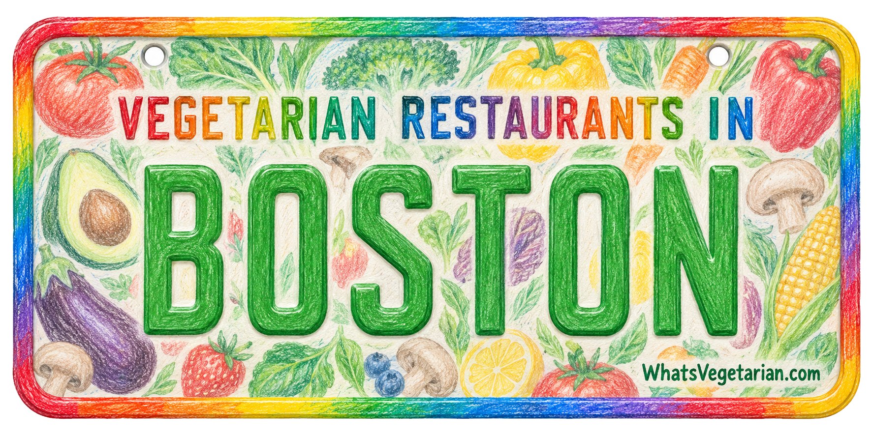 Vegetarian restaurants in Boston license plate graphic