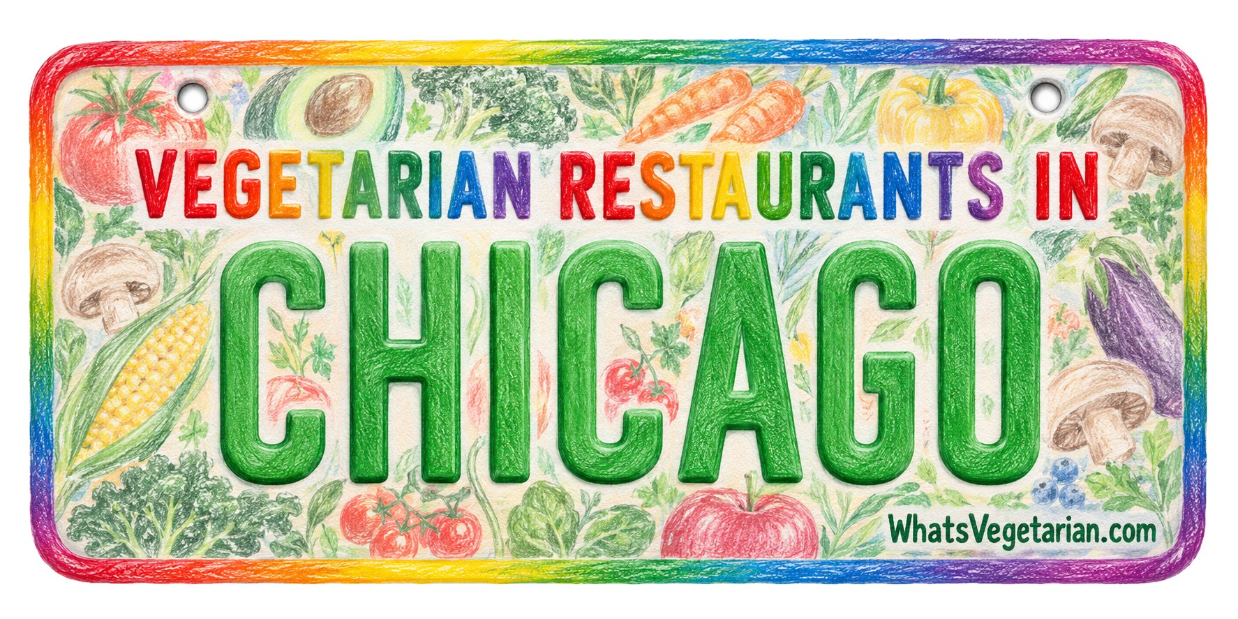 Vegetarian restaurants in Chicago license plate graphic