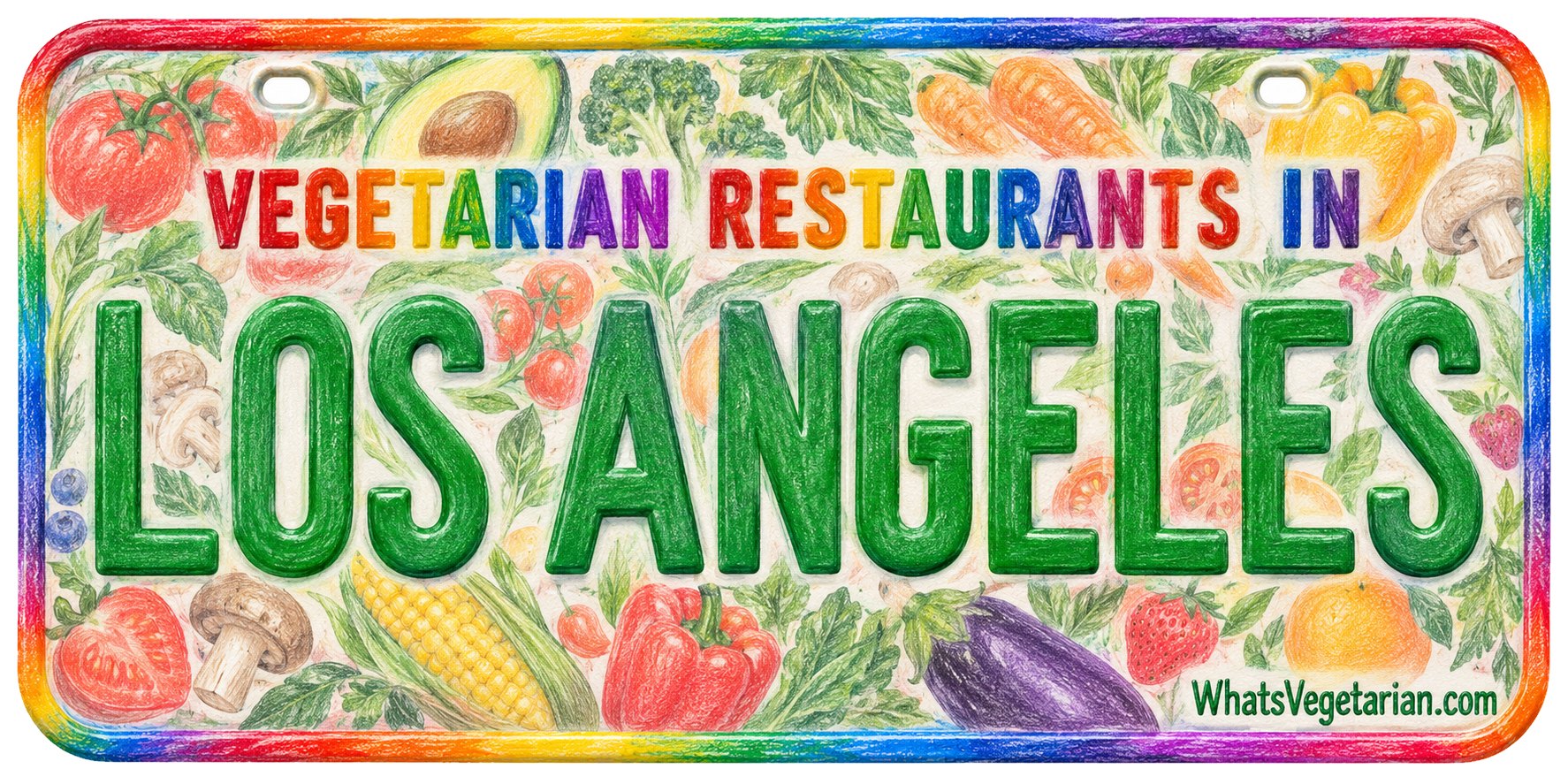 Vegetarian restaurants in Los Angeles license plate graphic