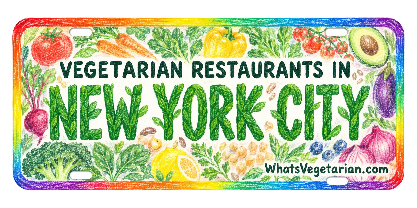 Vegetarian restaurants in New York City license plate graphic