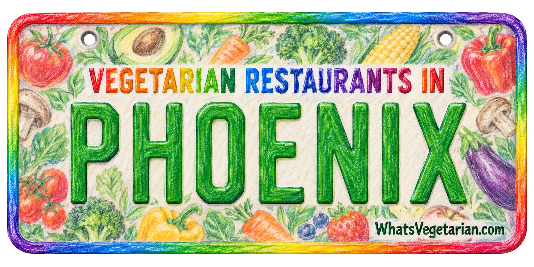 Vegetarian restaurants in Phoenix license plate graphic