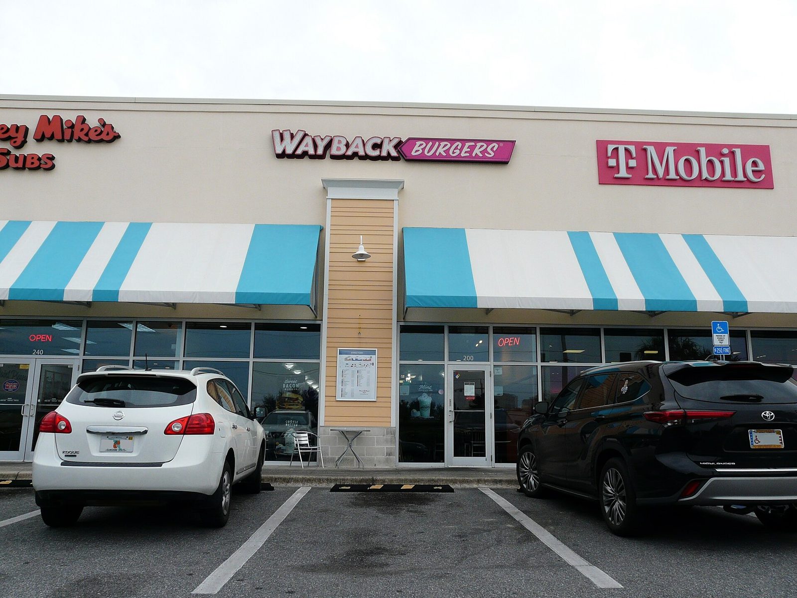 Wayback Burgers storefront at Pier Park North in Panama City Beach, Florida