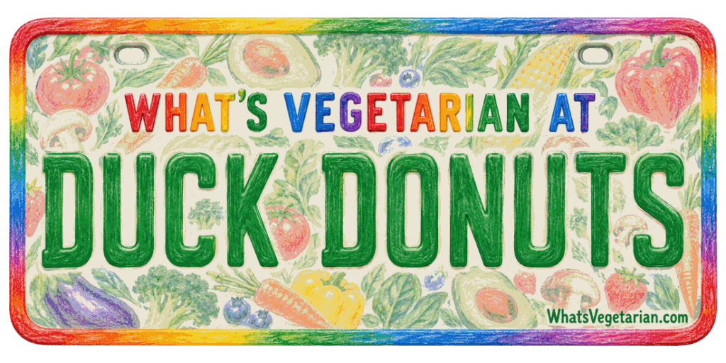 Duck Donuts vegetarian options license plate graphic
