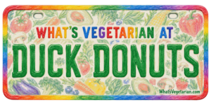 Duck Donuts vegetarian options license plate graphic