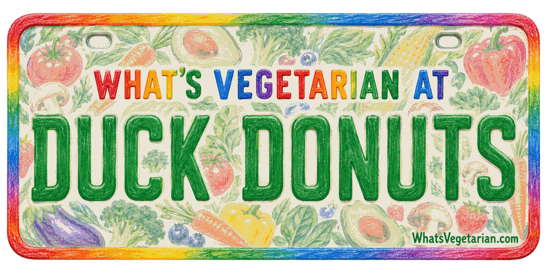 Duck Donuts vegetarian options license plate graphic