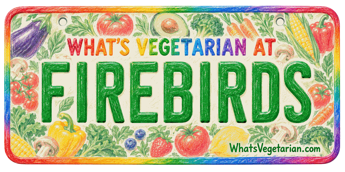 Firebirds vegetarian options license plate graphic