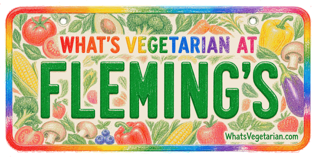 What's Vegetarian at Fleming's license plate graphic for the Fleming's vegetarian options guide