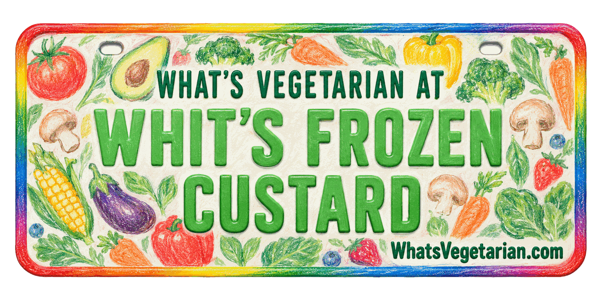 What's Vegetarian at Whit's Frozen Custard license plate graphic for Whit's Frozen Custard vegetarian options